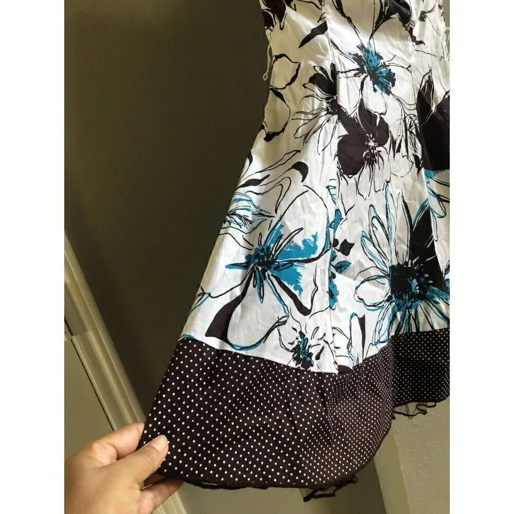 Speechless Strapless Floral Dress Size 3 Juniors Black White Blue